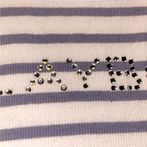 PLAYBOY Striped Crop Top in White and Gray